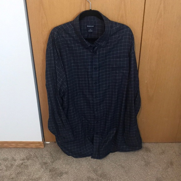 Mens plus size button up blue long sleeve shirt - Picture 1 of 3